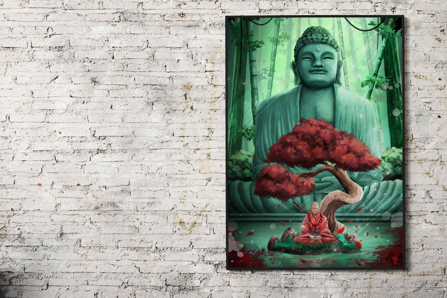 Inner Peace - Buddha and Monk Meditation Asian Style Poster | Wall Art for Home & Office | High-Quality Print