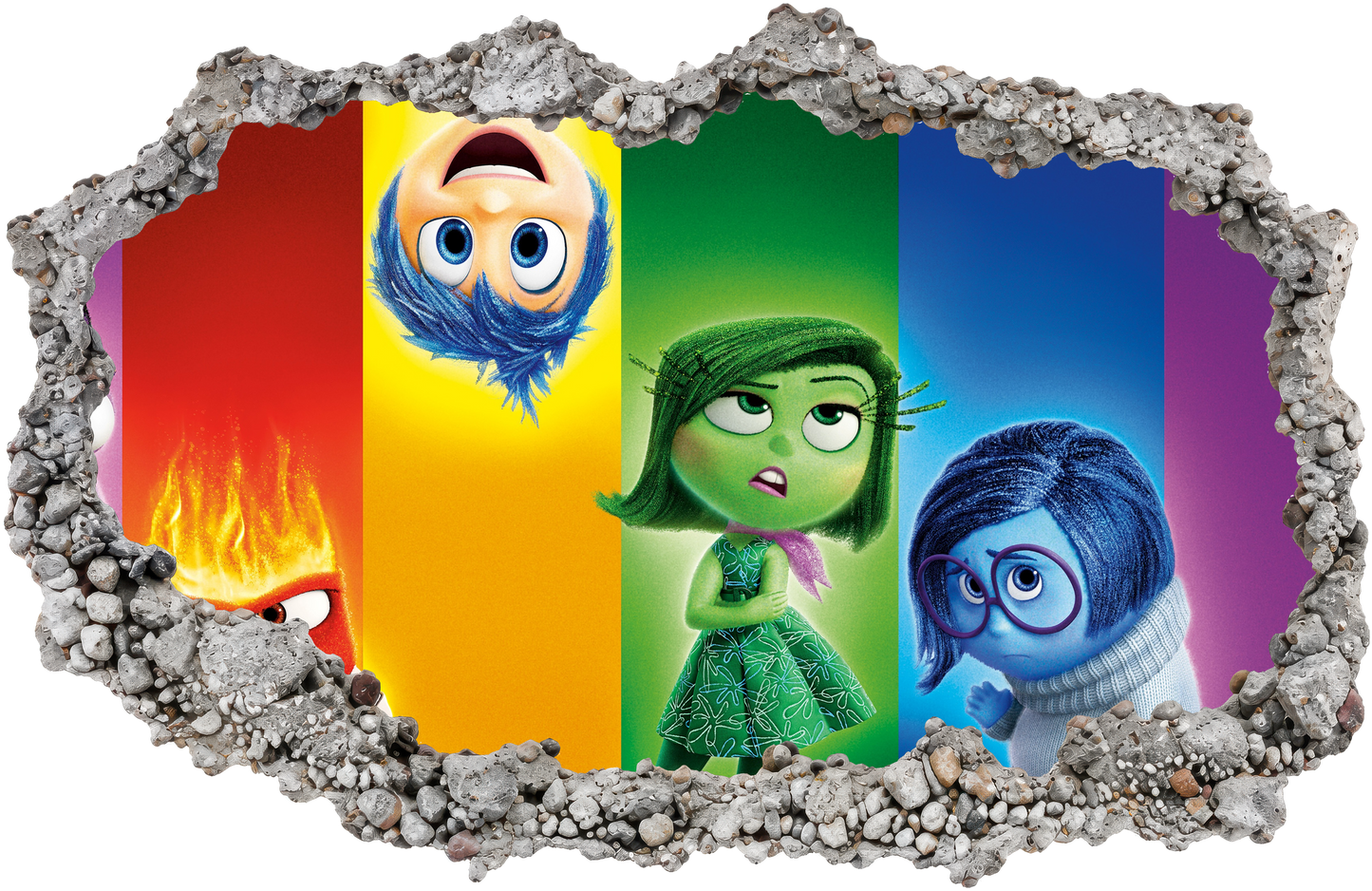 Inside Out 2 Movie Emotions 3D Smashed Wall Decal 3D Effect Sticker 332