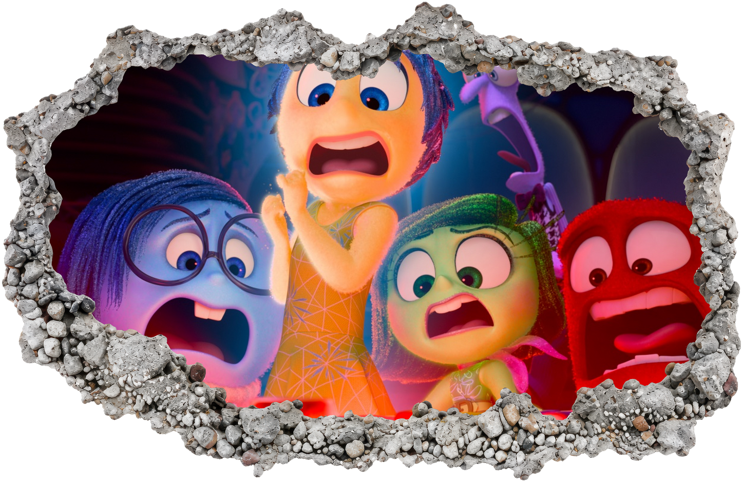 Inside Out 2 Movie Emotions 3D Smashed Wall Decal 3D Wall Hole Decal 287