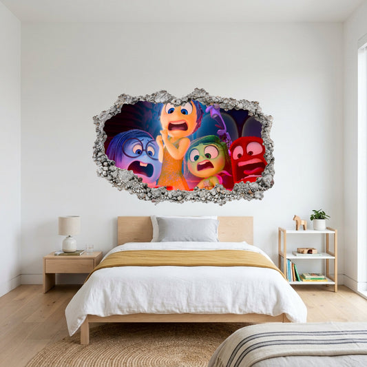 Inside Out 2 Movie Emotions 3D Smashed Wall Decal 3D Wall Hole Decal 287