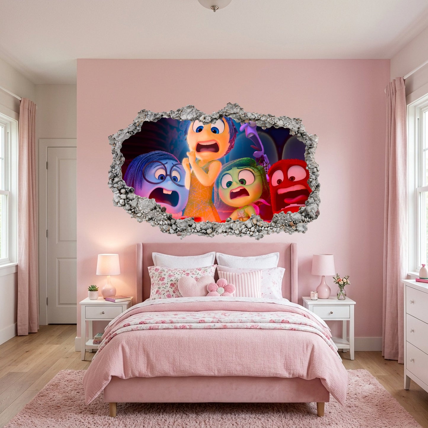 Inside Out 2 Movie Emotions 3D Smashed Wall Decal 3D Wall Hole Decal 287