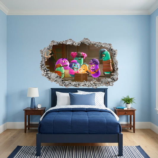 Inside Out 2 Movie Emotions 3D Smashed Wall Decal Kids Room Decor 335