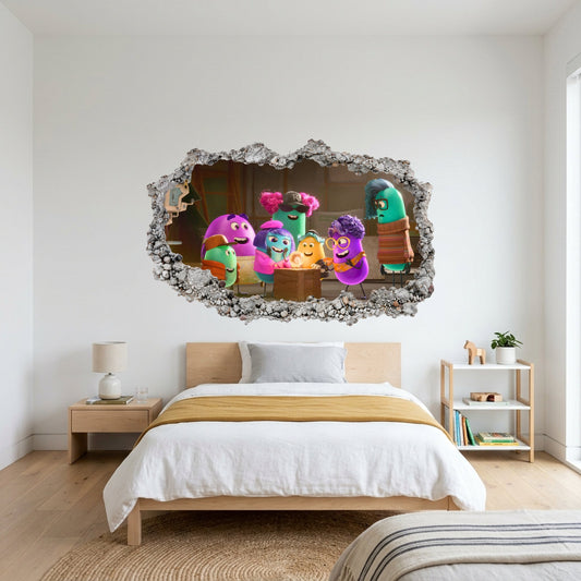 Inside Out 2 Movie Emotions 3D Smashed Wall Decal Kids Room Decor 335