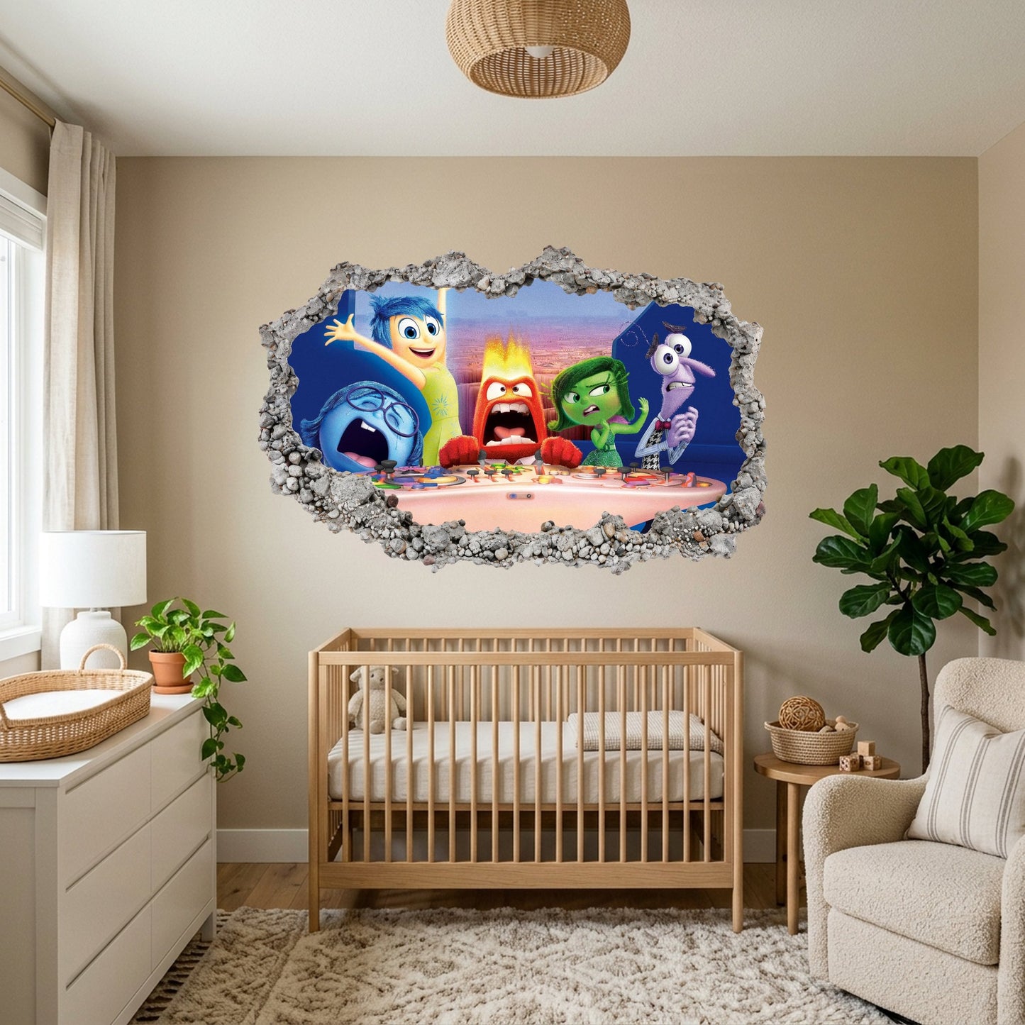 Inside Out 2 Movie Emotions Bedroom Decor 3D Wall Hole Decal 286