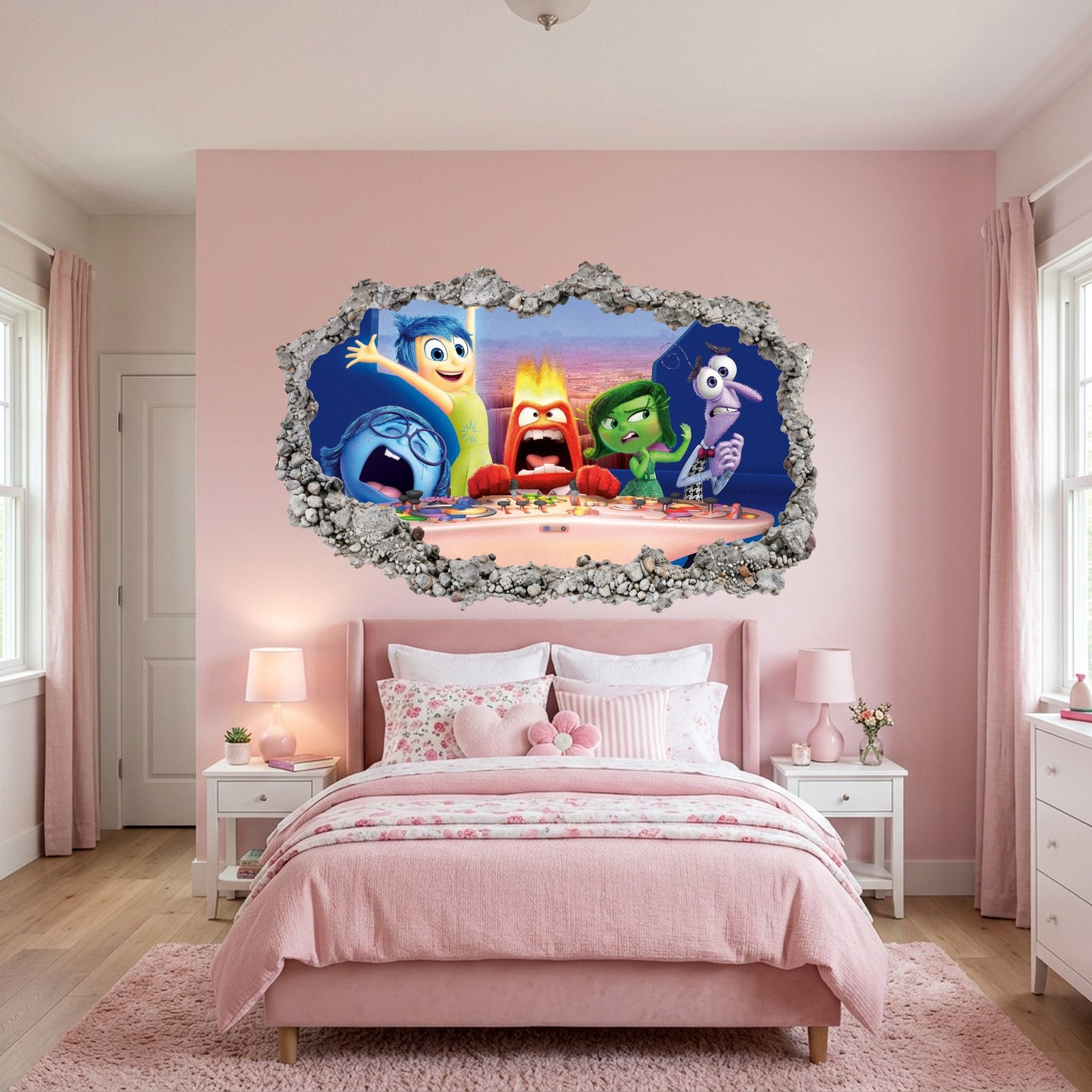 Inside Out 2 Movie Emotions Bedroom Decor 3D Wall Hole Decal 286