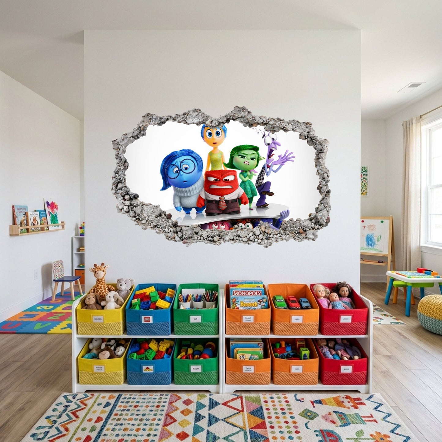 Inside Out 2 Movie Emotions Nursery Wall Art 3D Wall Hole Decal 309