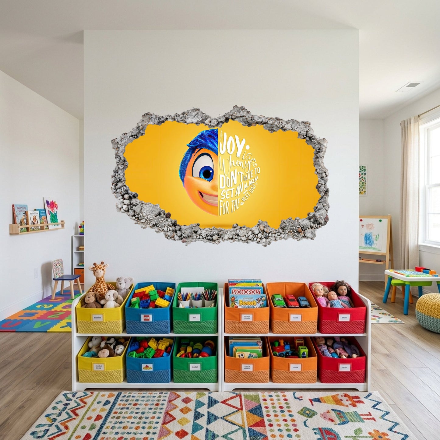 Inside Out Joy Anxiety 3D Wall Hole Decal Bedroom Decor 293