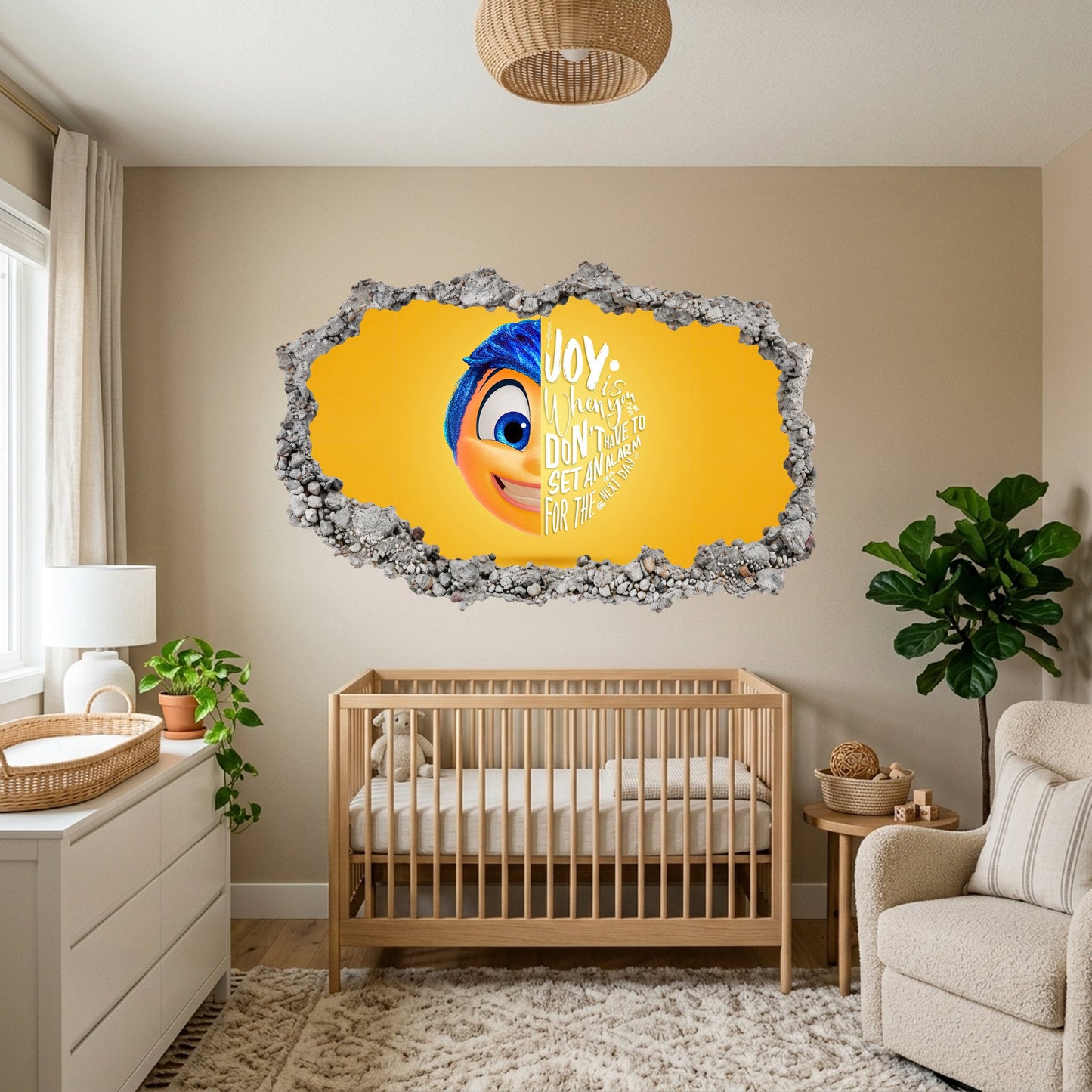 Inside Out Joy Anxiety 3D Wall Hole Decal Bedroom Decor 293