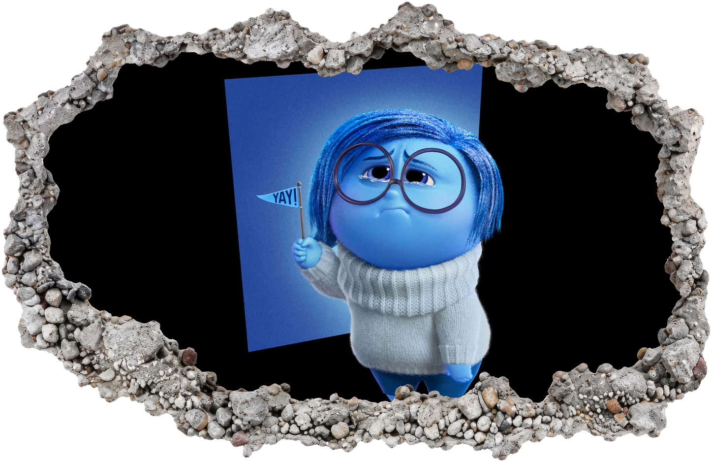 Inside Out Joy Anxiety Bedroom Decor 3D Wall Hole Decal 296