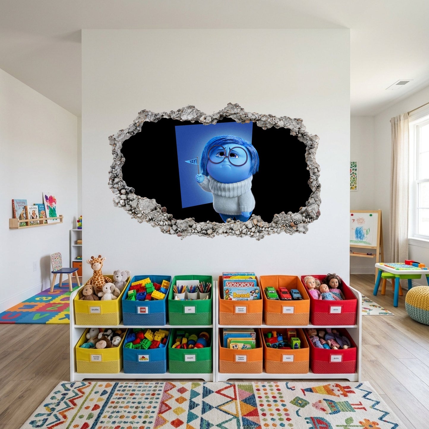 Inside Out Joy Anxiety Bedroom Decor 3D Wall Hole Decal 296