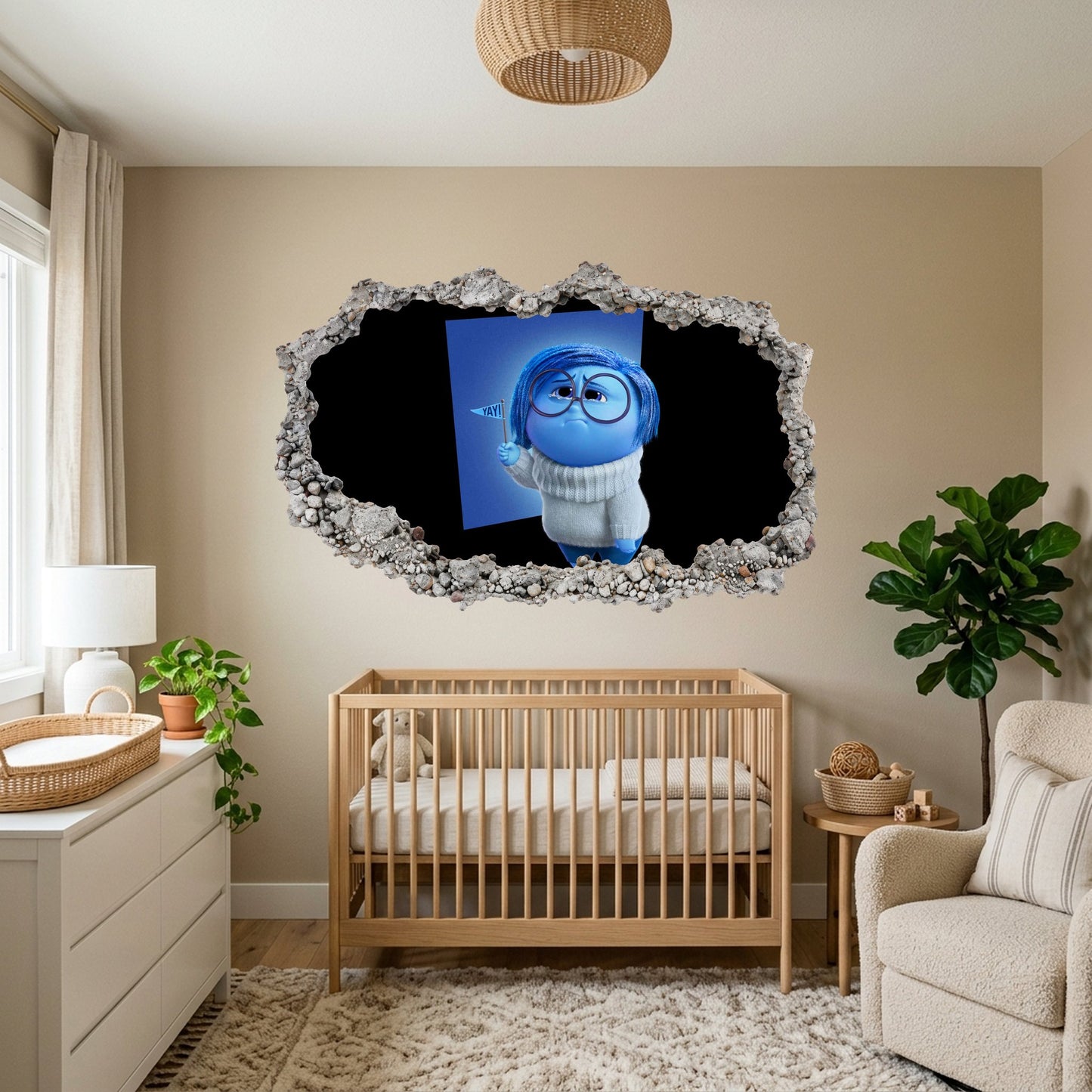 Inside Out Joy Anxiety Bedroom Decor 3D Wall Hole Decal 296