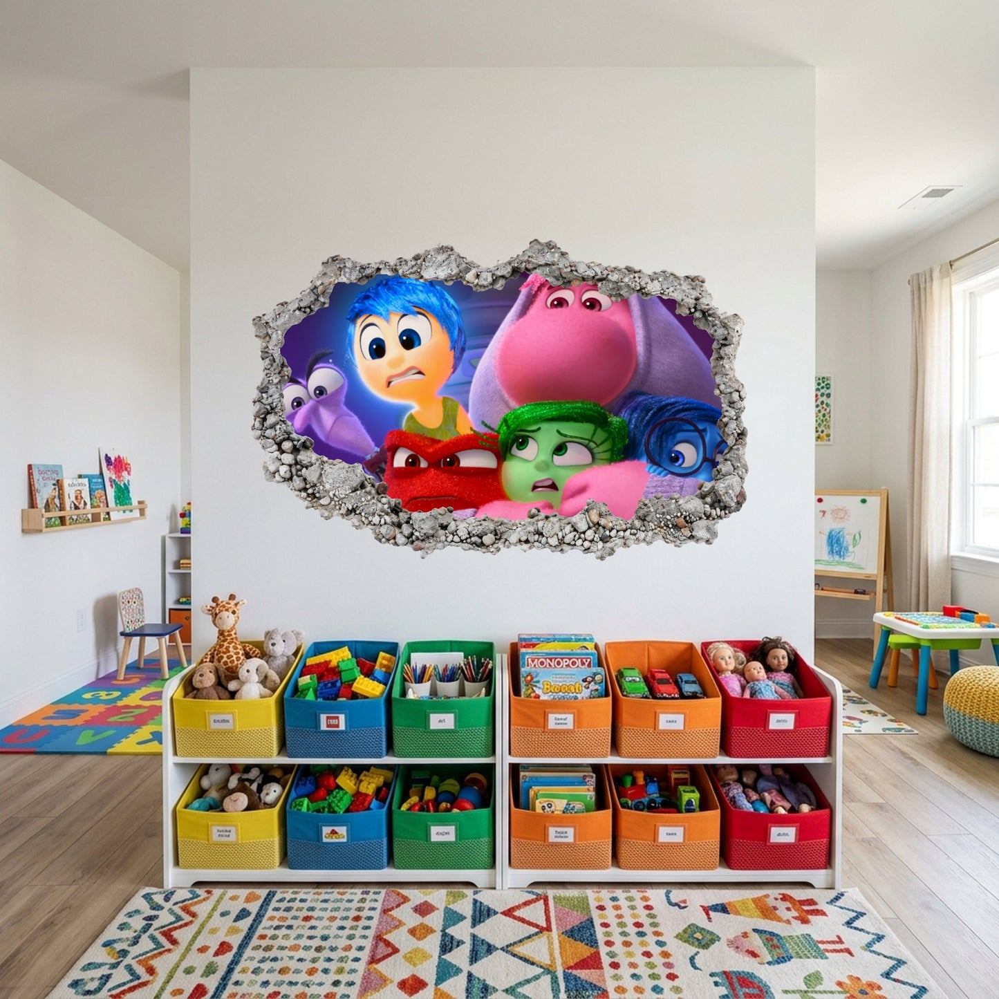 Inside Out Joy Anxiety Kids Room Decor 3D Smashed Wall Decal 280