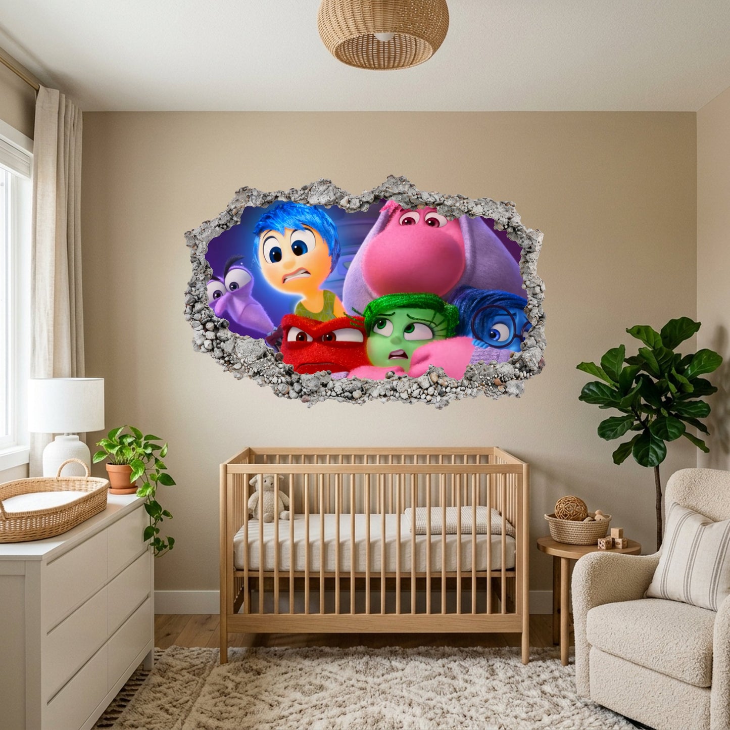 Inside Out Joy Anxiety Kids Room Decor 3D Smashed Wall Decal 280