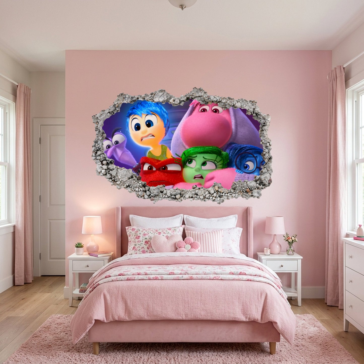 Inside Out Joy Anxiety Kids Room Decor 3D Smashed Wall Decal 280