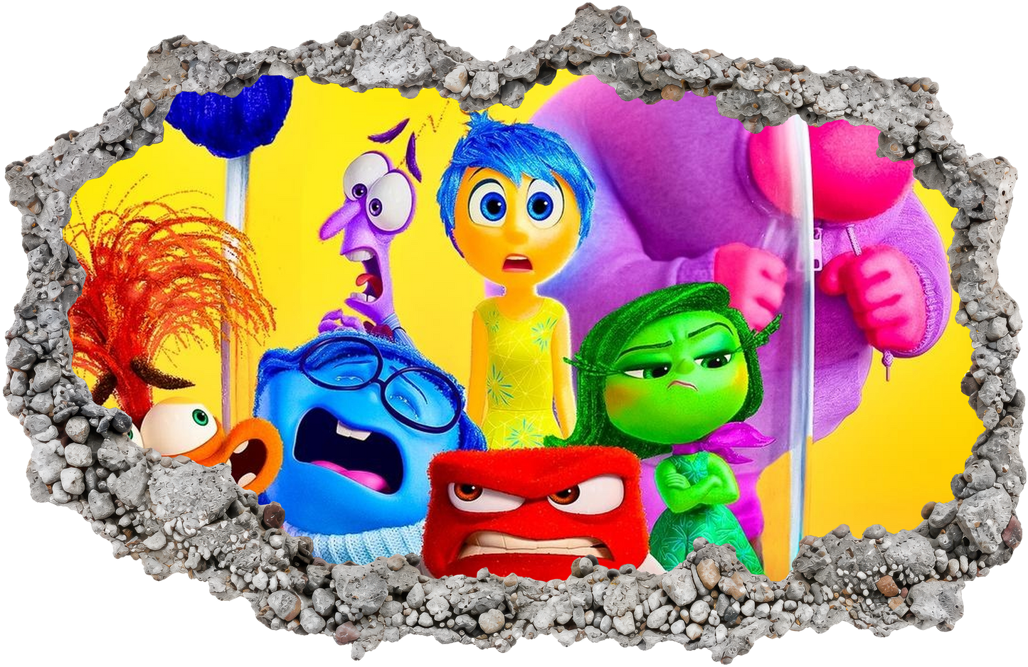 Inside Out Joy Anxiety Kids Room Decor 3D Wall Hole Decal 290