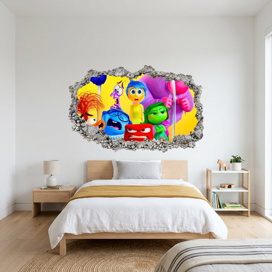 Inside Out Joy Anxiety Kids Room Decor 3D Wall Hole Decal 290