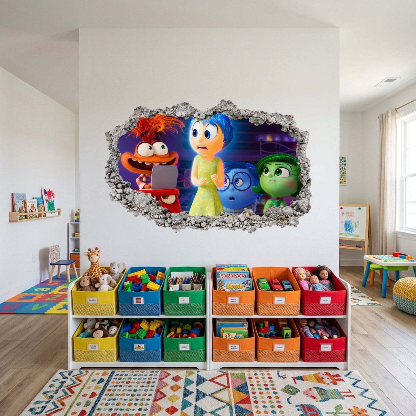 Inside Out Joy Anxiety Vinyl Mural 3D Wall Hole Decal 334