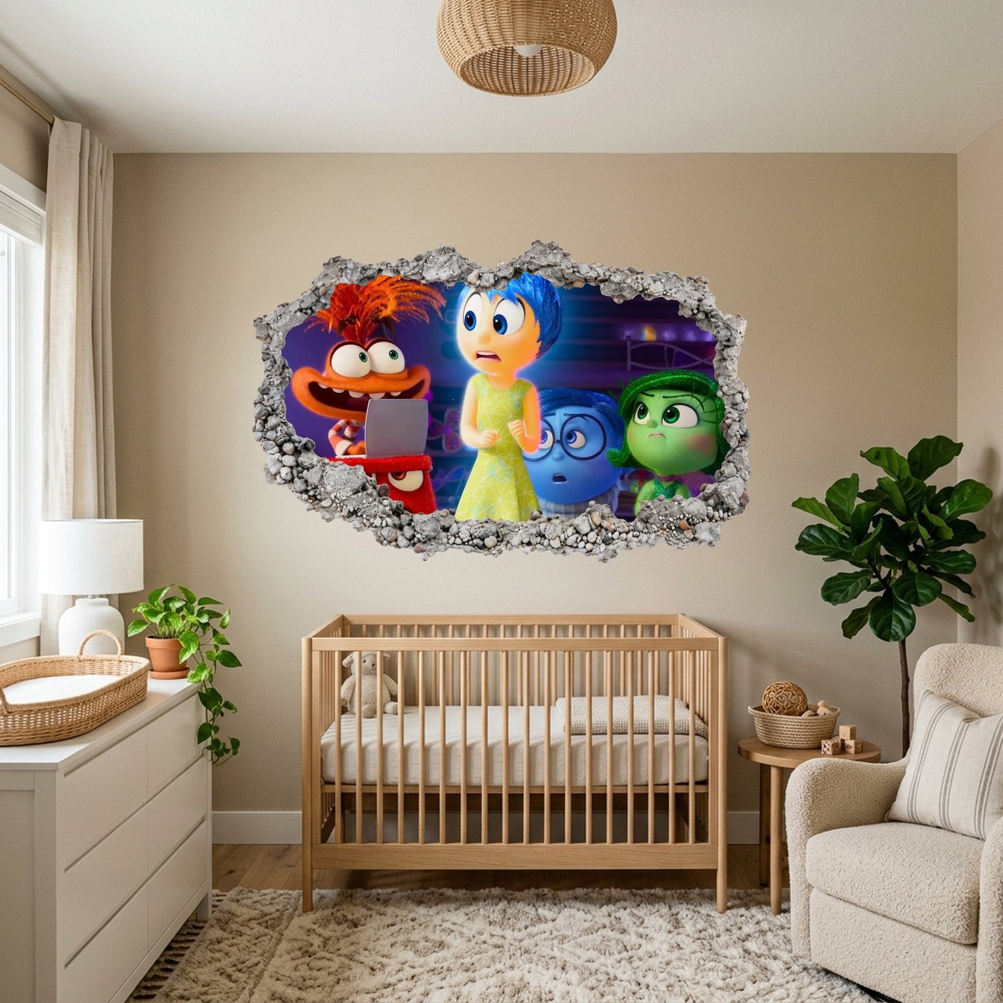 Inside Out Joy Anxiety Vinyl Mural 3D Wall Hole Decal 334