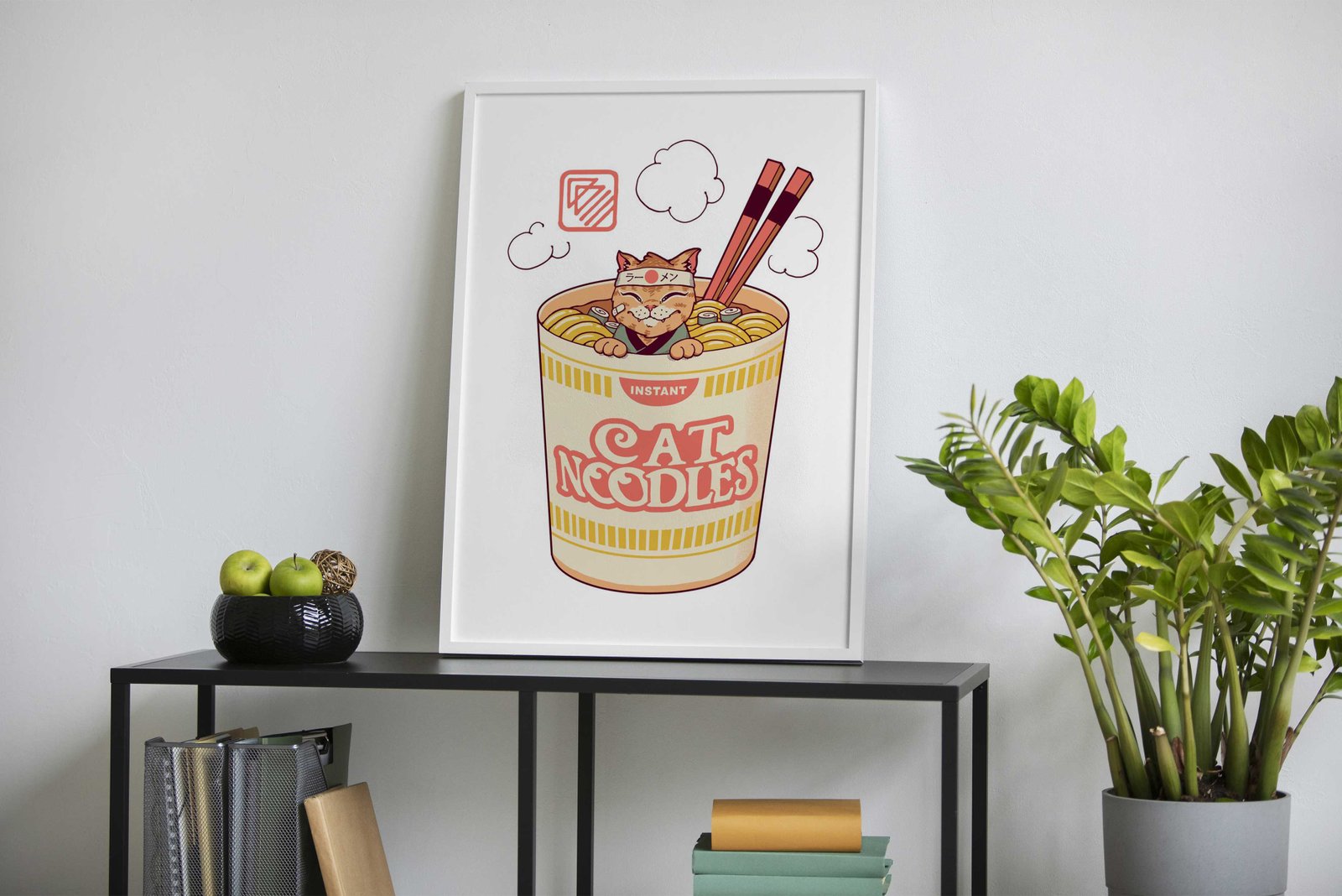 Instant Cat Noodles Asian Style Poster | Wall Art for Home & Office | High-Quality Print - High-Quality Visual Display
