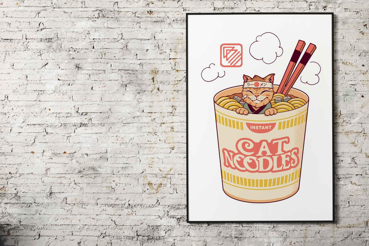 Instant Cat Noodles Asian Style Poster | Wall Art for Home & Office | High-Quality Print - High-Quality Visual Display