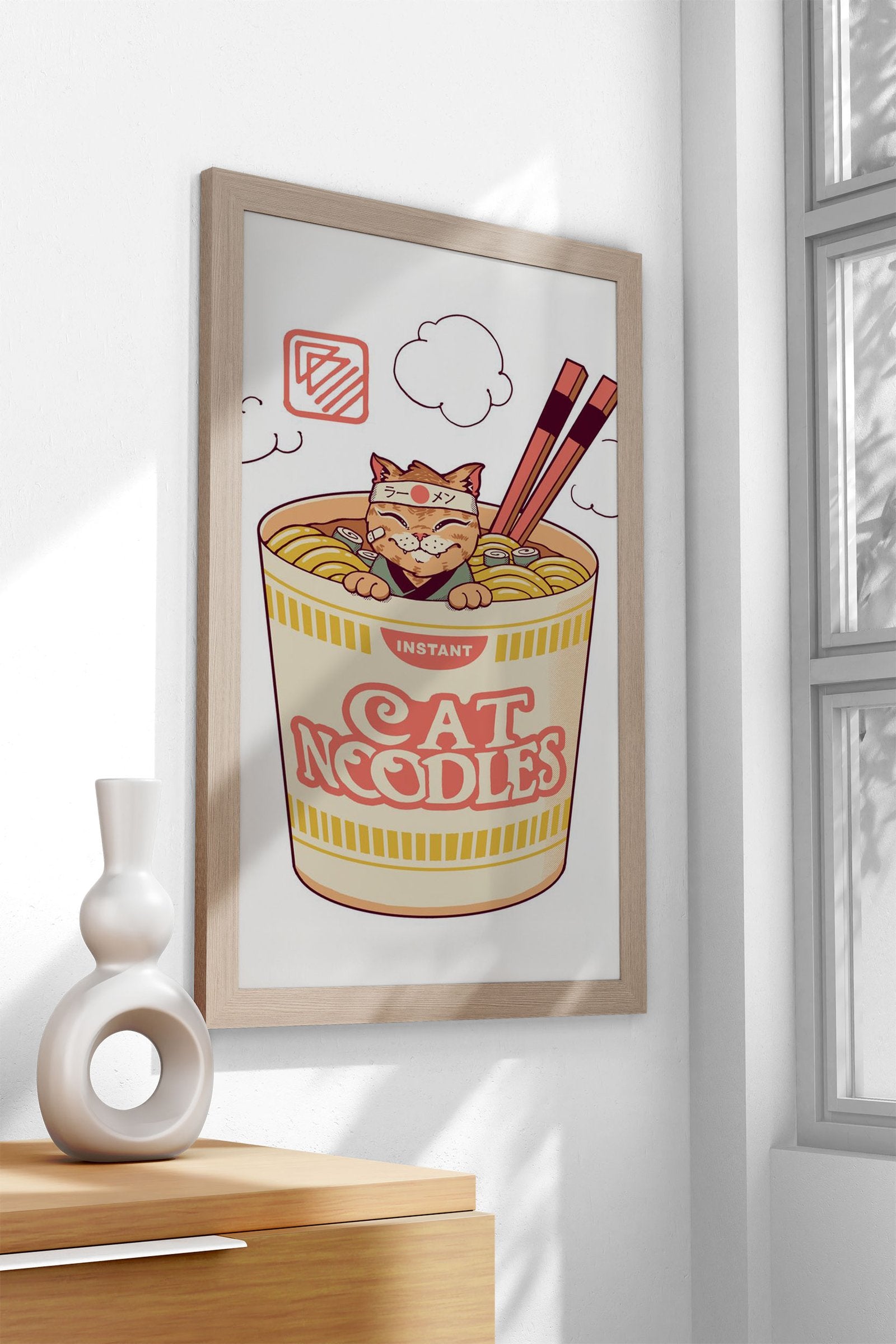 Instant Cat Noodles Asian Style Poster | Wall Art for Home & Office | High-Quality Print - High-Quality Visual Display
