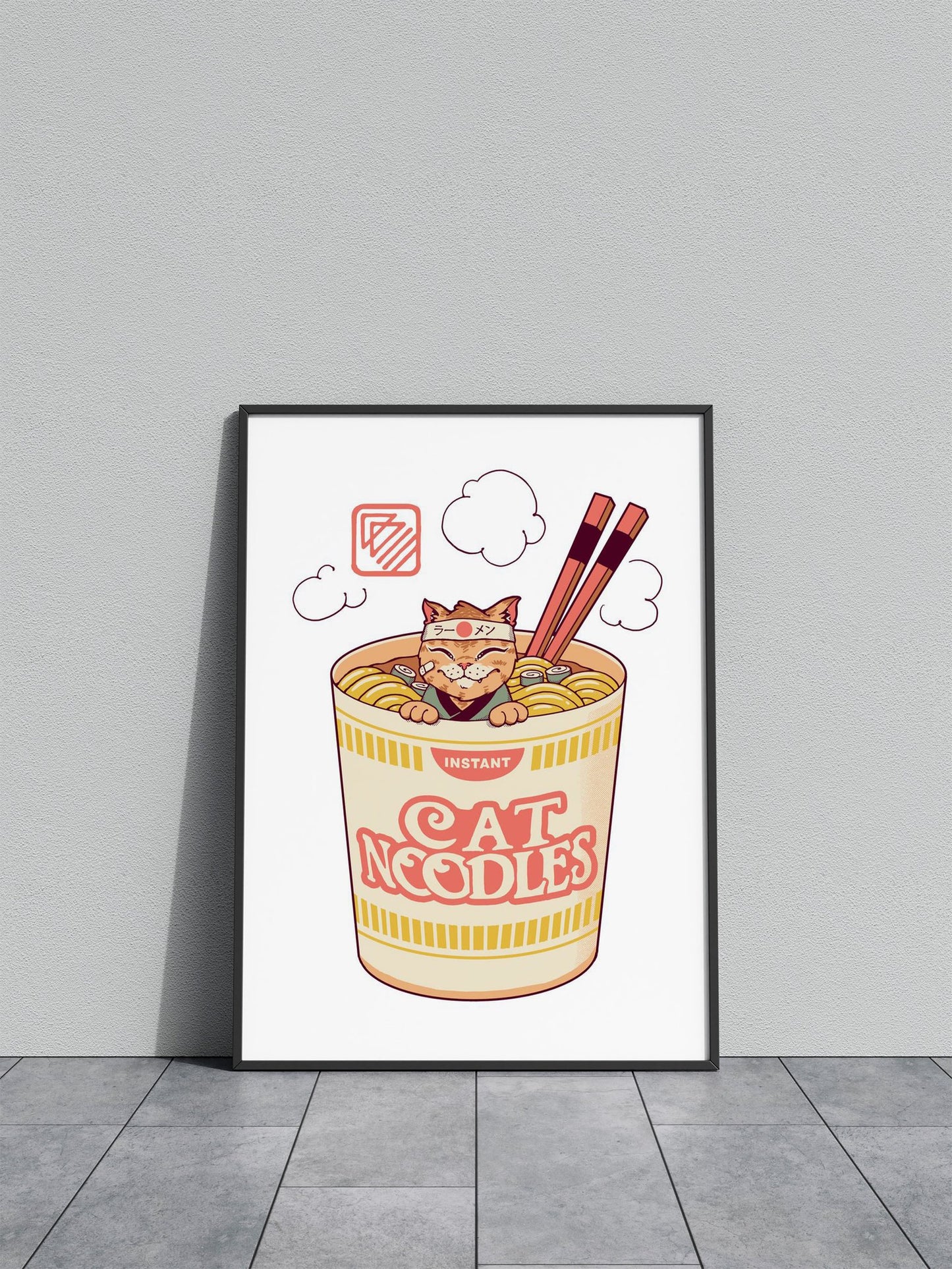 Instant Cat Noodles Asian Style Poster | Wall Art for Home & Office | High-Quality Print - High-Quality Visual Display