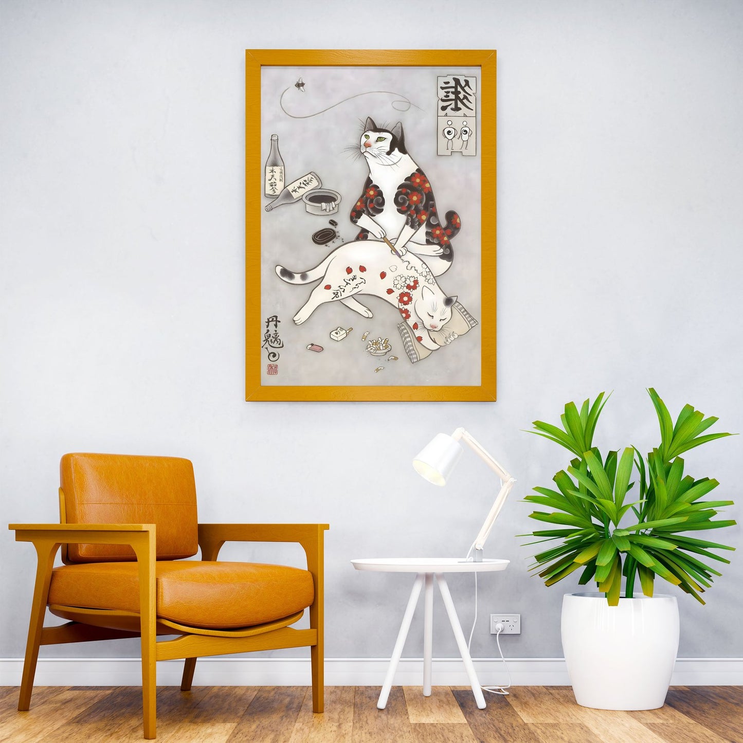 Irezumi Rose Cat Tattoo Asian Style Poster | Wall Art for Home & Office | High-Quality Print