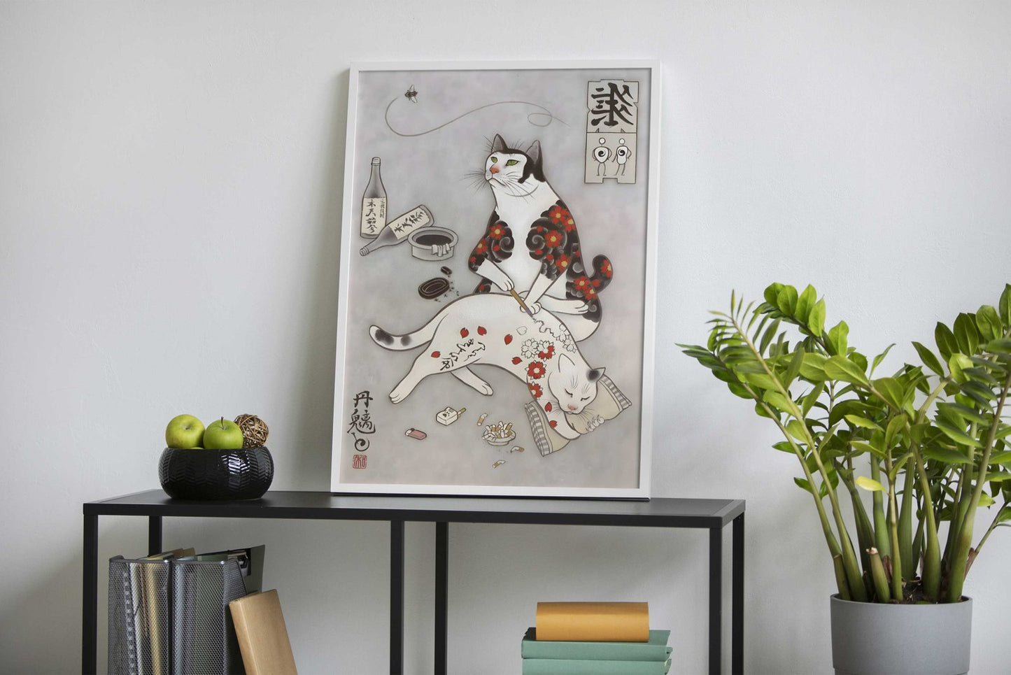 Irezumi Rose Cat Tattoo Asian Style Poster | Wall Art for Home & Office | High-Quality Print