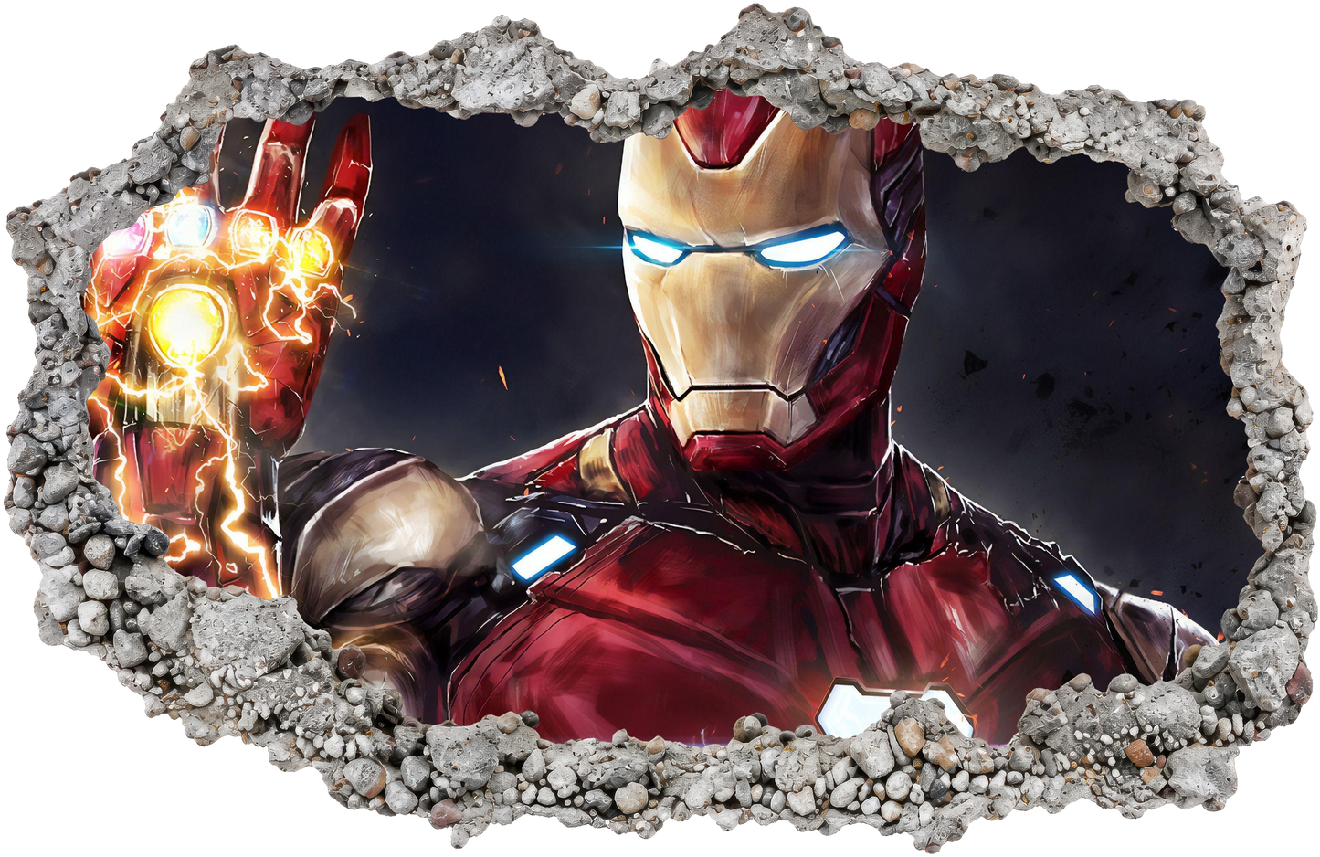 Iron Man Avengers Marvel Comics 3D Wall Hole Decal Kids Room Decor 077
