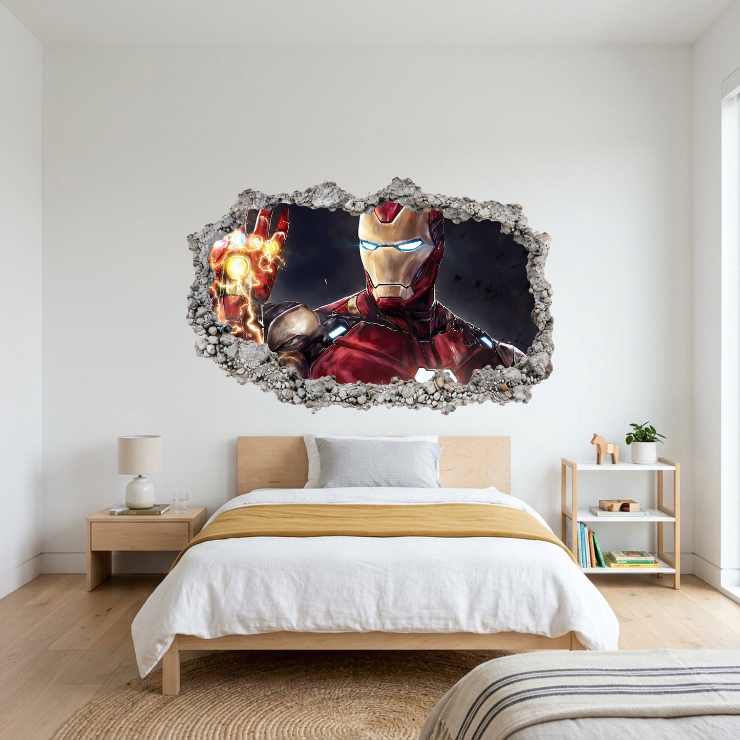 Iron Man Avengers Marvel Comics 3D Wall Hole Decal Kids Room Decor 077