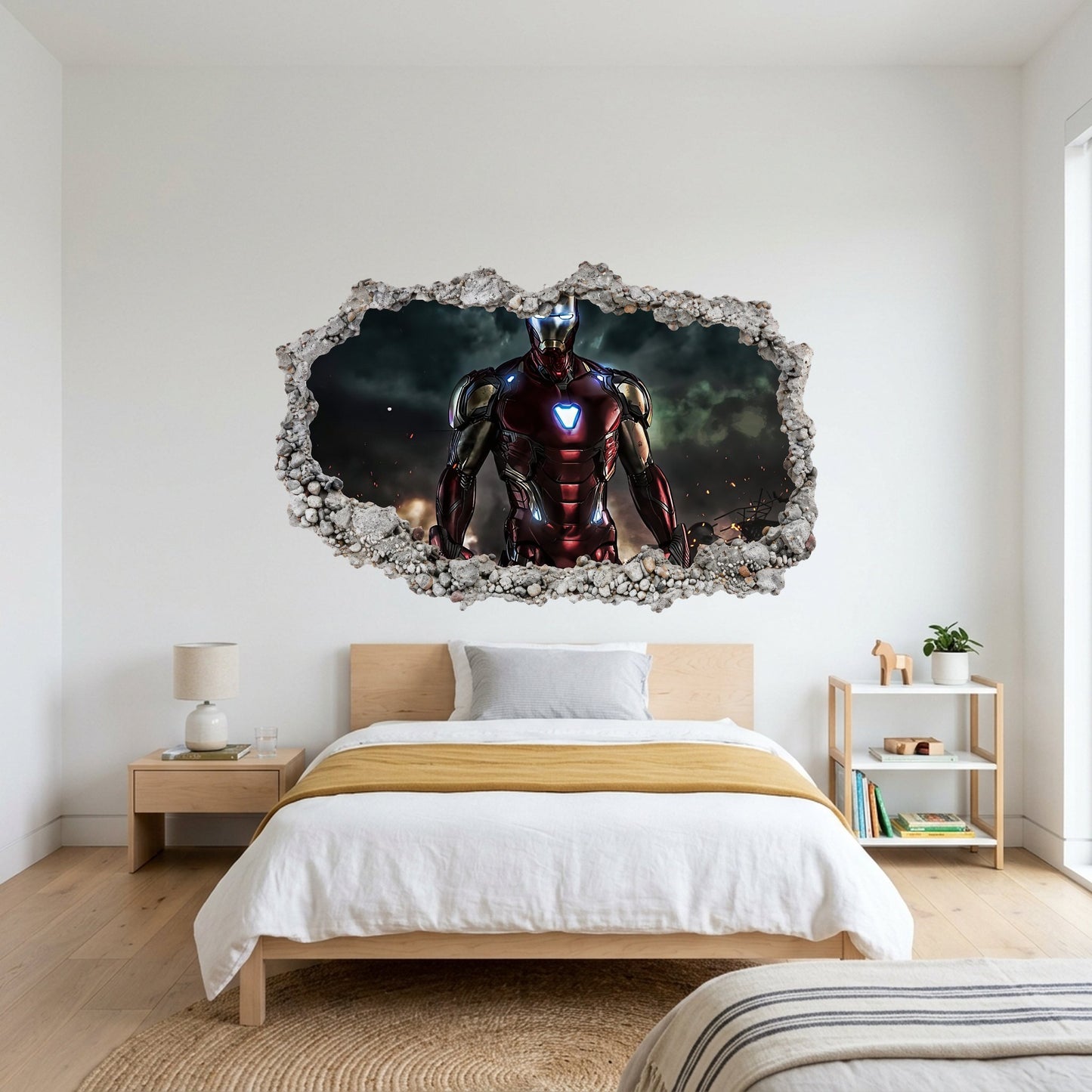 Iron Man Avengers Marvel Comics 3D Wall Hole Decal Smashed Brick Decal 088