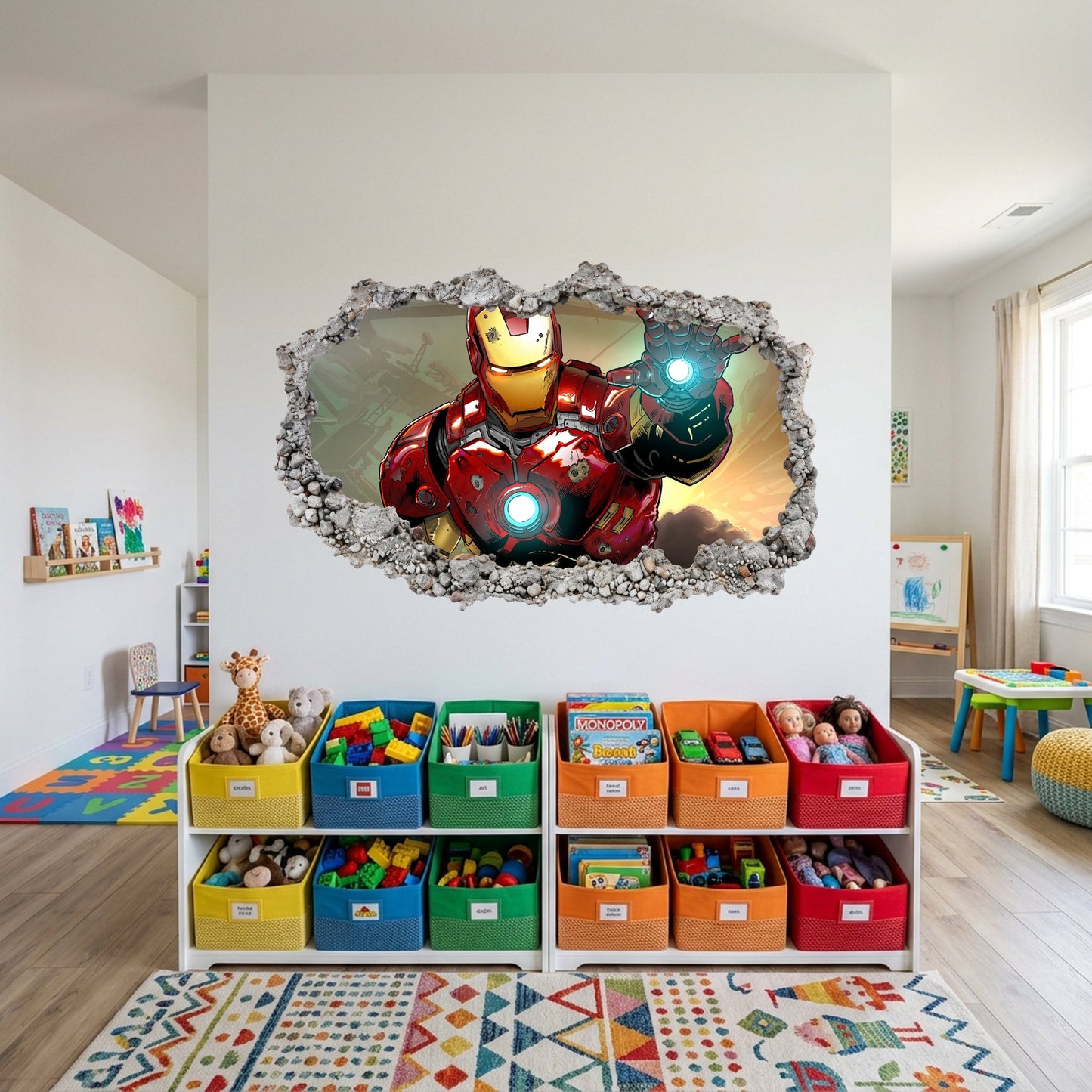Iron Man Avengers Marvel Comics Smashed Brick Decal 3D Wall Hole Decal 090