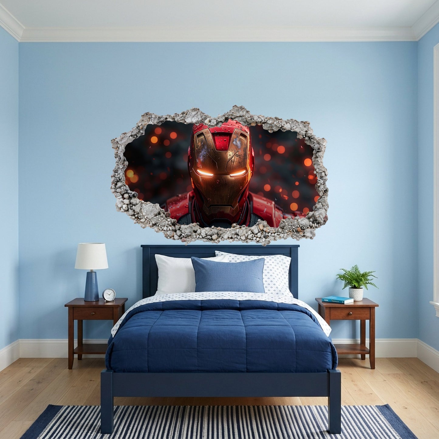 Iron Man Avengers Marvel Comics Smashed Brick Decal Bedroom Decor 081