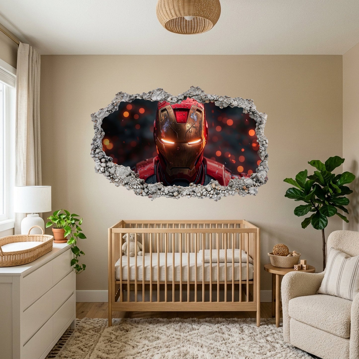 Iron Man Avengers Marvel Comics Smashed Brick Decal Bedroom Decor 081