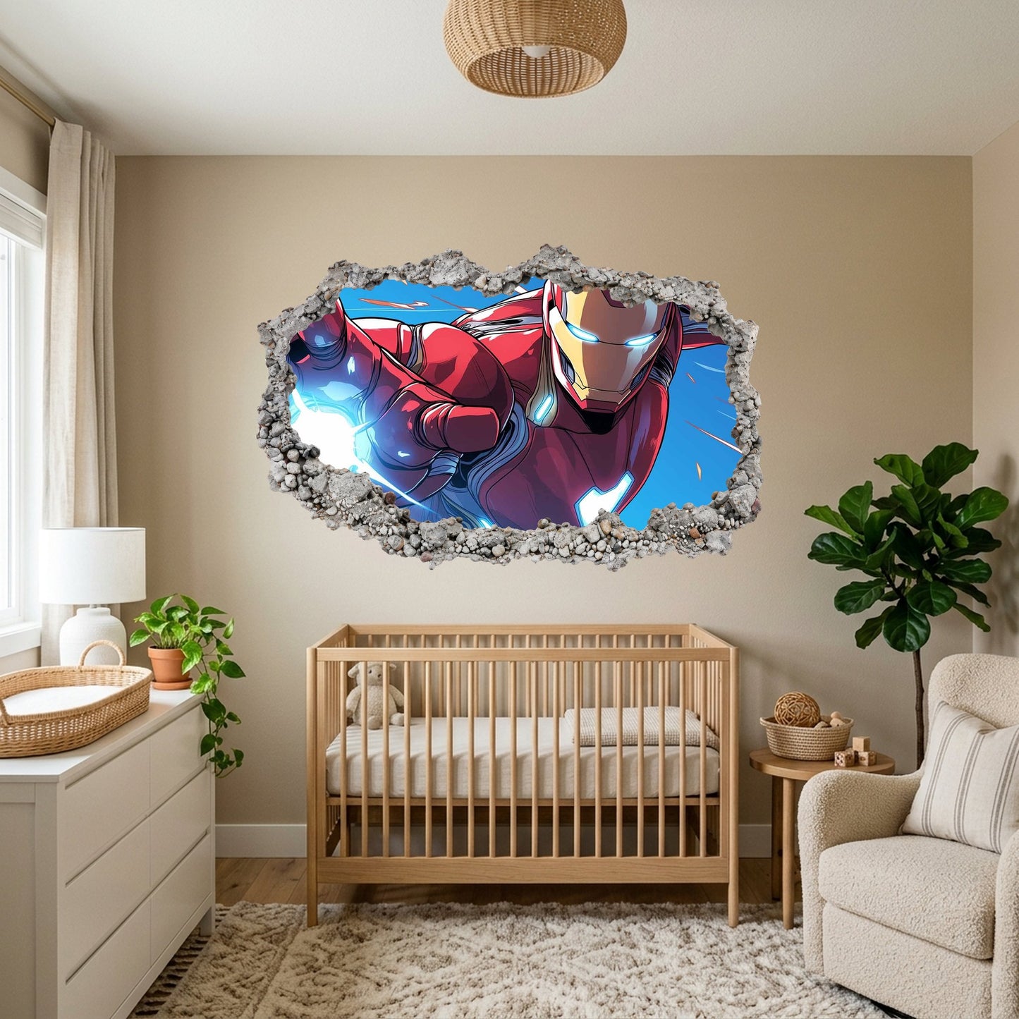 Iron Man Superhero 3D Effect Sticker Bedroom Decor 091