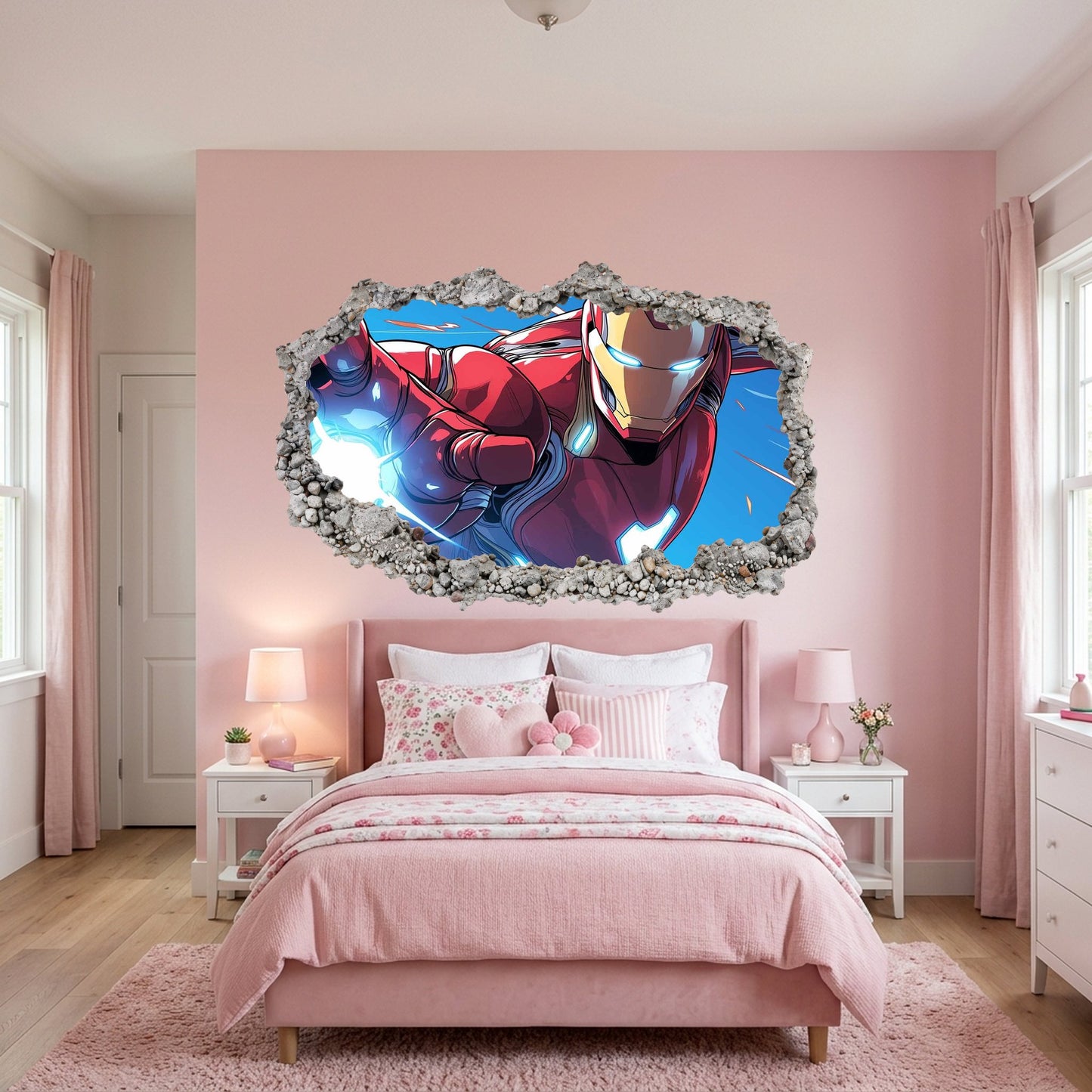 Iron Man Superhero 3D Effect Sticker Bedroom Decor 091