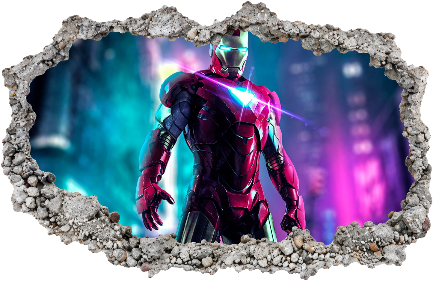 Iron Man Superhero Vinyl Mural 3D Wall Hole Decal 085