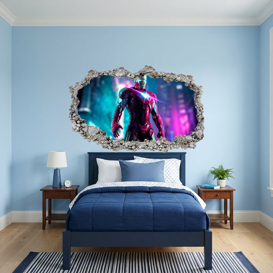Iron Man Superhero Vinyl Mural 3D Wall Hole Decal 085