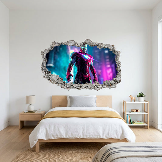 Iron Man Superhero Vinyl Mural 3D Wall Hole Decal 085