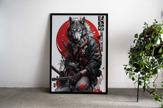 JAPANESE WOLF ART POSTER Asian Style Poster | Wall Art for Home & Office | High-Quality Print - High-Quality Premium Wall Art Decor Sticker