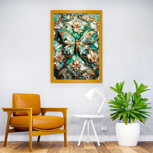 Jade Butterfly Kintsugi Asian Style Poster | Wall Art for Home & Office | High-Quality Print - High-Quality Visual Display