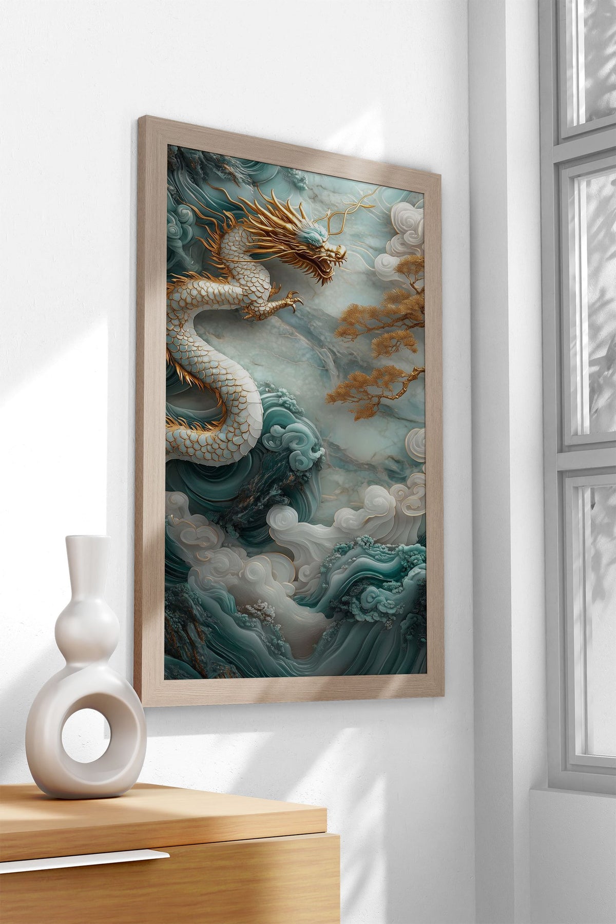Jade Dragon Wall Art Asian Style Poster | Wall Art for Home & Office | High-Quality Print - High-Quality Visual Display