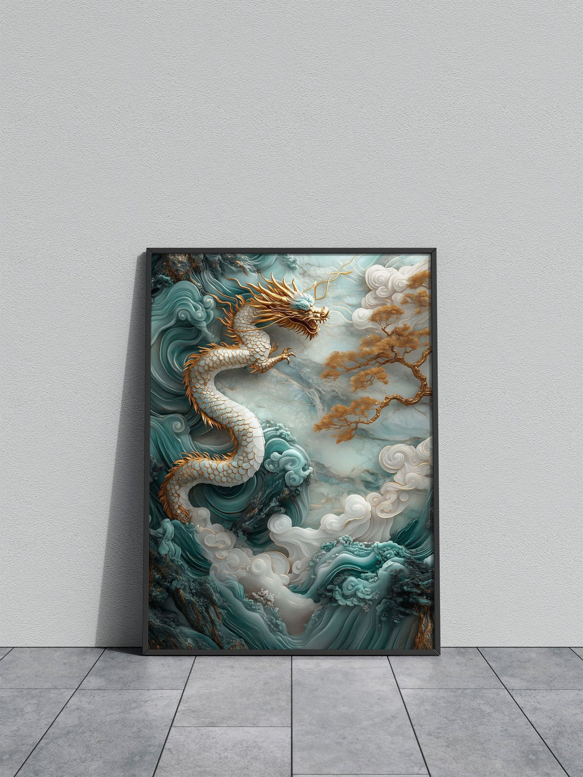 Jade Dragon Wall Art Asian Style Poster | Wall Art for Home & Office | High-Quality Print - High-Quality Visual Display