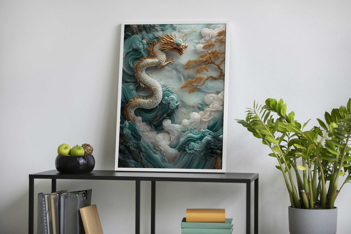 Jade Dragon Wall Art Asian Style Poster | Wall Art for Home & Office | High-Quality Print - High-Quality Visual Display