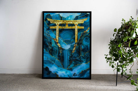 Jade Mountain Torii Gate Asian Style Poster | Wall Art for Home & Office | High-Quality Print - High-Quality Visual Display