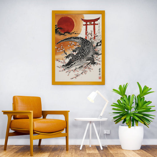 Japan Alligator Painting Asian Style Poster | Wall Art for Home & Office | High-Quality Print - High-Quality Visual Display