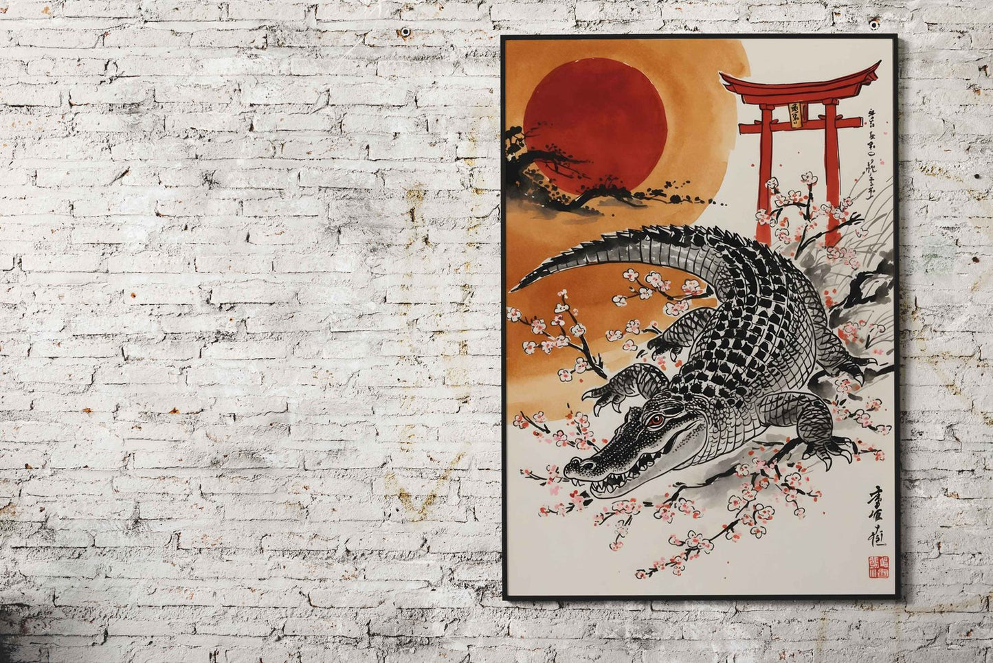 Japan Alligator Painting Asian Style Poster | Wall Art for Home & Office | High-Quality Print