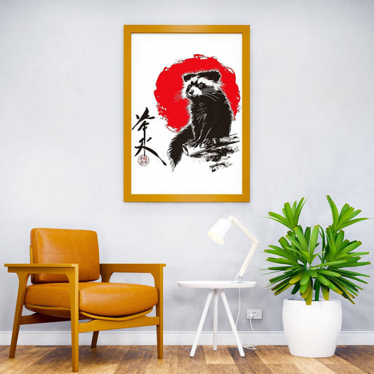 Japan Art Raccoon Asian Style Poster | Wall Art for Home & Office | High-Quality Print - High-Quality Visual Display