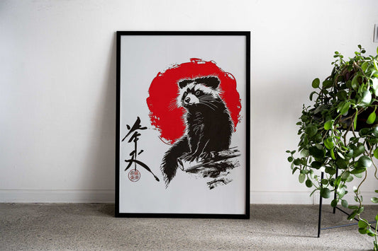 Japan Art Raccoon Asian Style Poster | Wall Art for Home & Office | High-Quality Print - High-Quality Visual Display