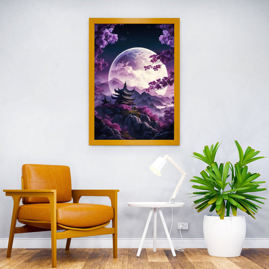 Japan Cherry Blossom Moon Asian Style Poster | Wall Art for Home & Office | High-Quality Print - High-Quality Visual Display
